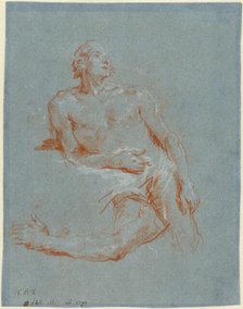 Male Nude Leaning on His Elbow (verso), 1752/1753. Creator: Giovanni Battista Tiepolo.