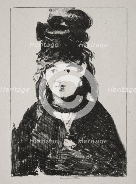 Portrait of Berthe Morisot, 1872. Creator: Edouard Manet (French, 1832-1883).