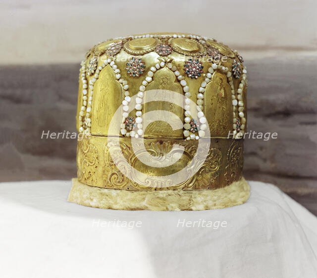 Miter of the Patriarch Adrian, vestry of the Ipatevskii Monastery, Kostroma, 1911. Creator: Sergey Mikhaylovich Prokudin-Gorsky.