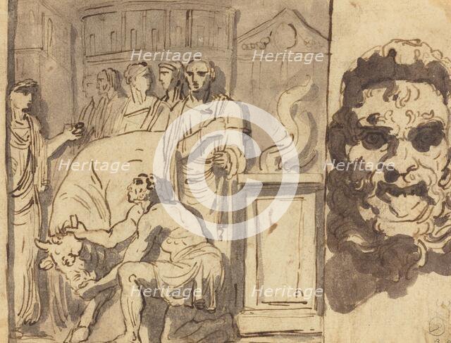 Ancient Sacrifice and Head of a Satyr. Creator: Felice Giani.