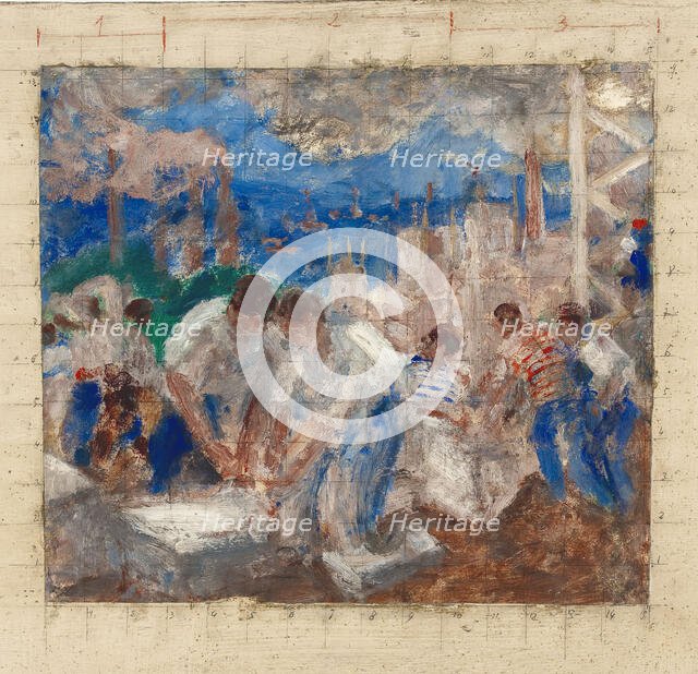 Mans' work: Sketch for the boy's school in rue Kuss, 13th arrondissement of Paris, 1933. Creator: Jean Alfred Adler.