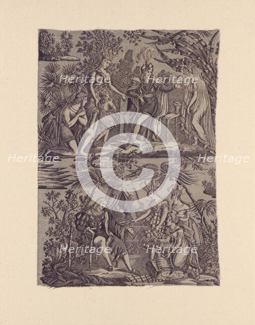 Le Romance du Cortés (The Song of Cortez) (Furnishing Fabric), Nantes, 1815. Creator: Favre-Petitpierre et Cie.