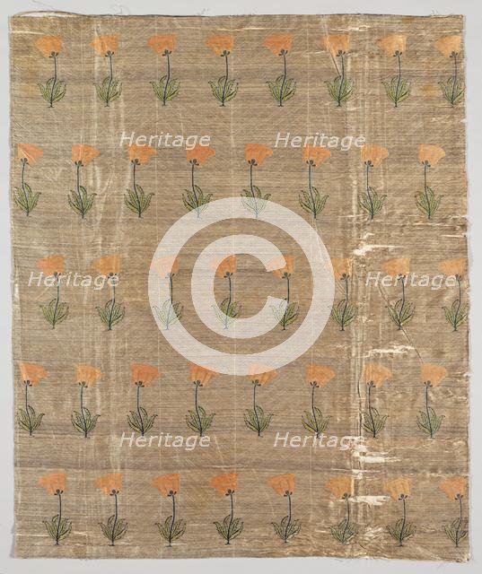 Textile with field of poppies on a golden ground, 1600-1750. Creator: Unknown.