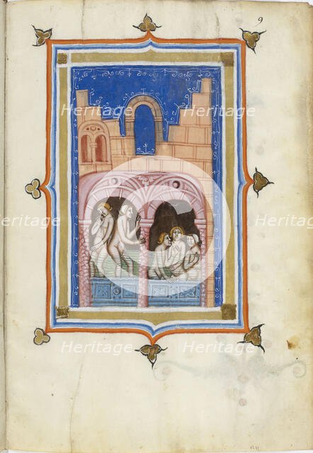 Miniature from De balneis puteolanis by Petrus de Ebulo, 14th century. Creator: Anonymous master.