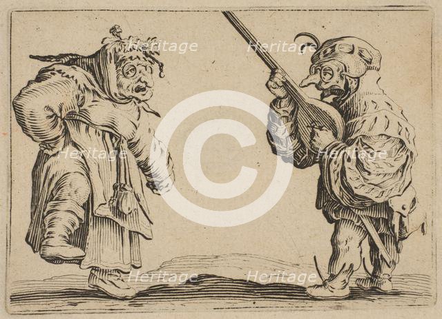 Les Danseurs au Luth (The Dancers with a Lute), from Les Caprices Series B, The Nancy Set, 1617-20. Creator: Jacques Callot.