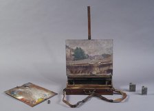 Paint box with removable easel and folding palette, before 1932. Creator: Unknown.