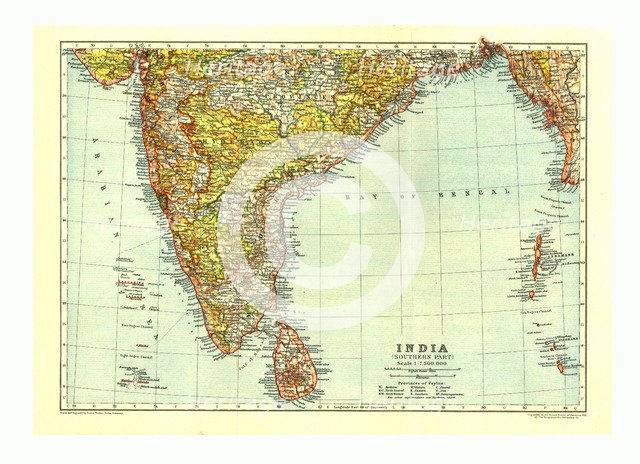 Map of India Southern part, c1910. Artist: Johann Georg Justus Perthes.