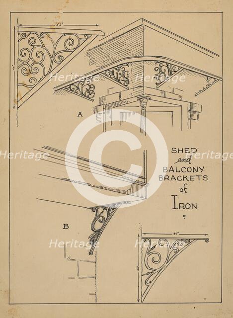 Wrought Iron Brackets, c. 1936. Creator: Al Curry.