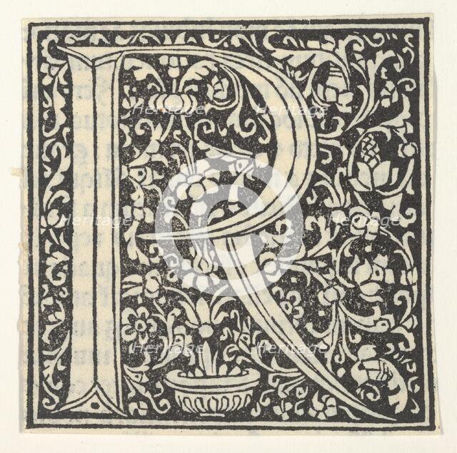 Initial letter R with floral pattern, 1496., 1496. Creator: Anon.