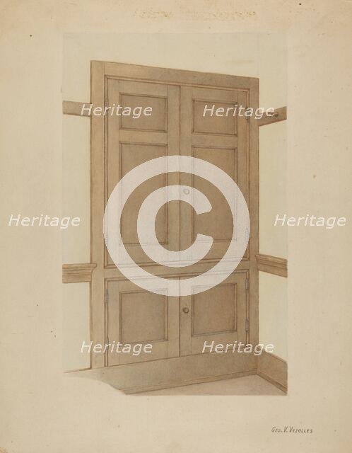 Shaker Room Cupboard, c. 1938. Creator: George V. Vezolles.