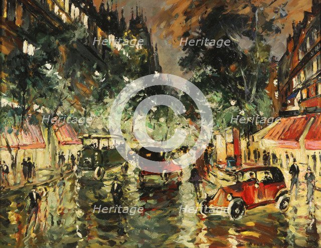 Rainy Night in Paris, 1930s. Artist: Korovin, Konstantin Alexeyevich (1861-1939)