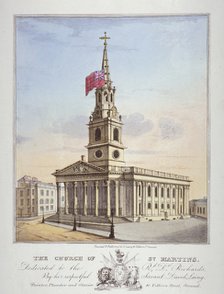 Church of St Martin-in-the-Fields, Westminster, London, c1825. Artist: Anon