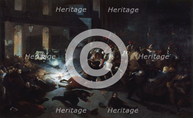 Attack by Orsini in front of the facade of the Opera on January 14, 1858, 1862. Creator: H Vittori.
