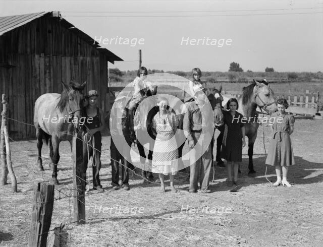 Chris Adolf, his wife, six of their eight children and his teams, Washington, Yakima Valley, 1939. Creator: Dorothea Lange.