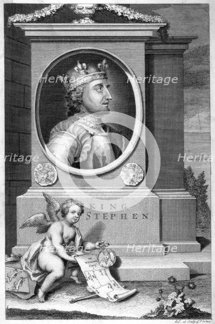 King Stephen (1096-1154), 18th century.Artist: George Vertue