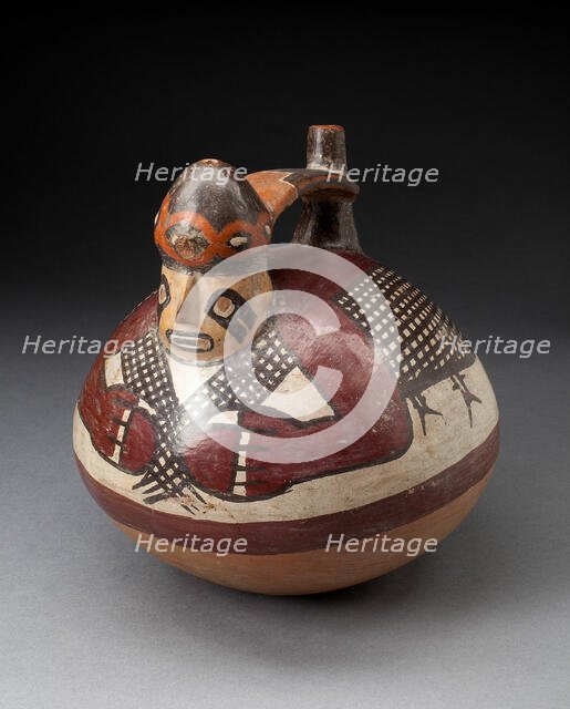 Single Spout Vessel in the Form of a Figure Holding a Fishing Net, 180 B.C./A.D. 500. Creator: Unknown.