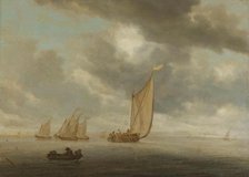 Sailing vessels on a inland body of water, 1630-1670. Creator: Salomon Ruysdael.