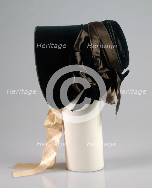 Poke bonnet, American, ca. 1848. Creator: Unknown.