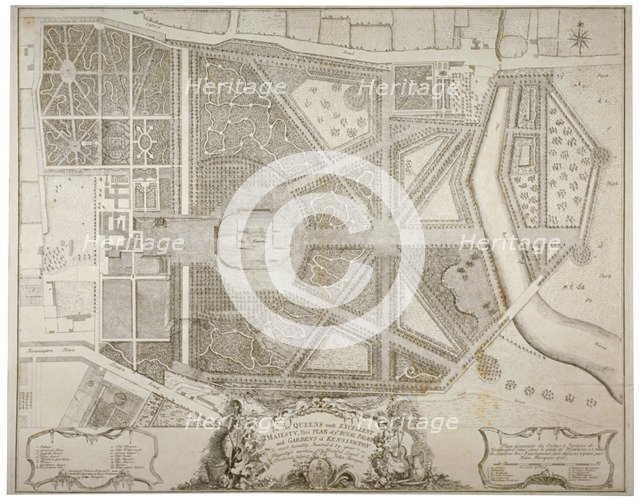 Plan of Kensington Palace and gardens, London, 1736.                                          Artist: John Rocque