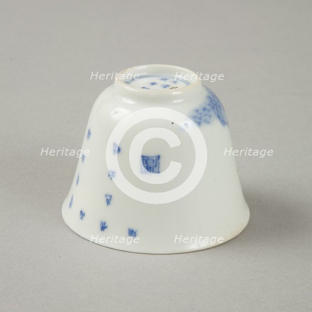 Polychrome and underglaze blue month cup with enamel decoration, 1980s. Artist: Unknown.