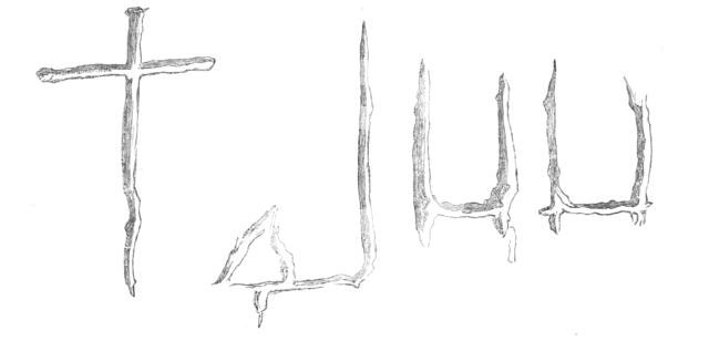 The Explorations at Jerusalem: inscribed letters or marks on Haram Wall, 1869. Creator: Unknown.