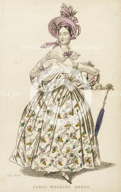 Fashion Plate (Paris Walking Dress), 1834. Creator: Unknown.