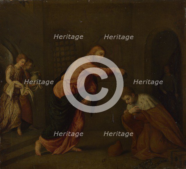 Christ baptising Saint John the Martyr of Alexandria, c. 1565. Artist: Bordone, Paris (1500-1571)