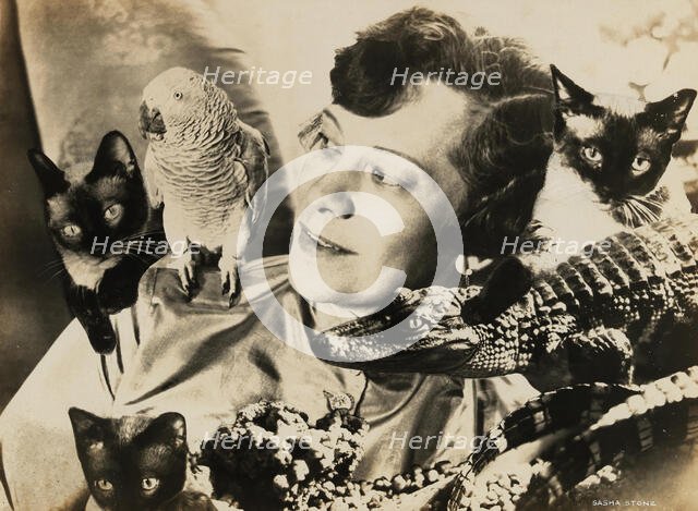 Tilla Durieux with exotic animals, 1920s. Creator: Stone, Sasha (1895-1940).