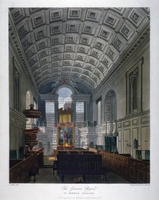 Interior view of the Chapel Royal in St James's Palace, Westminster, London, 1816. Artist: Daniel Havell