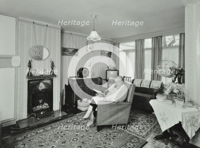 22 Minstead Gardens, Alton Estate, Wandsworth, London: living room, 1960. Creator: Unknown.