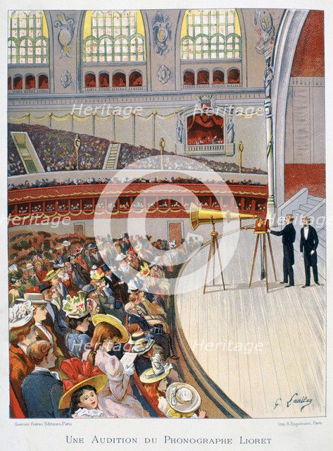 Phonograph, or gramophone display, 19th century. Artist: Gustave Francois Lasellaz