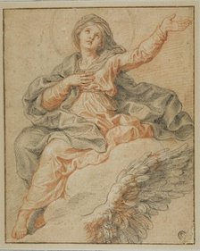 Madonna Seated on Clouds and Sketch of Angel's Wing, n.d. Creator: Unknown.