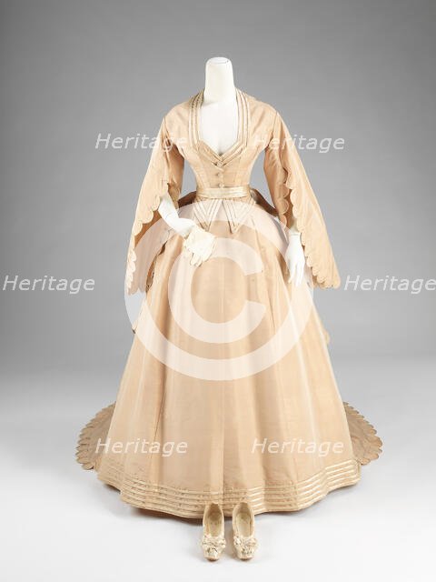 Wedding ensemble, American, 1870. Creator: Courvoisier.