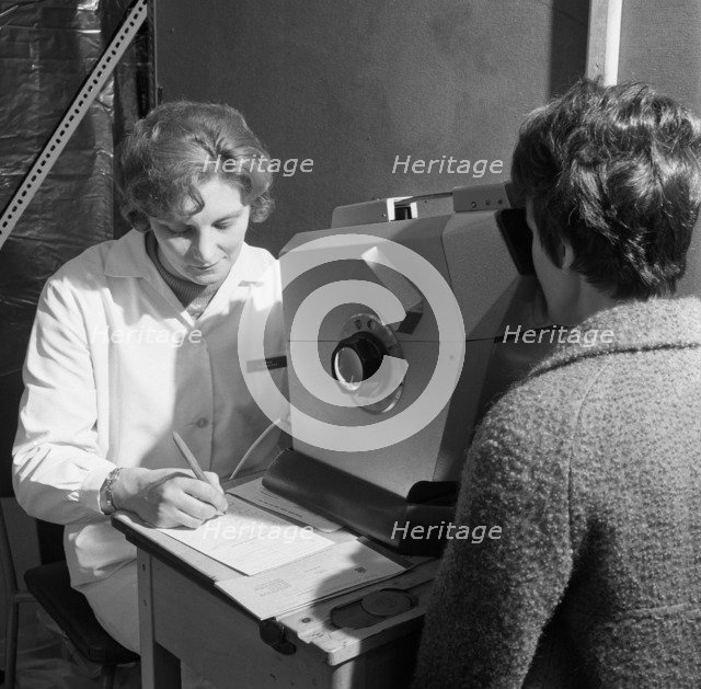 Eye screening, Rotherham, South Yorkshire, 1967. Artist: Michael Walters