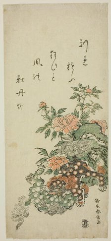 Peonies and Chinese Lions, c. 1762. Creator: Suzuki Harunobu.