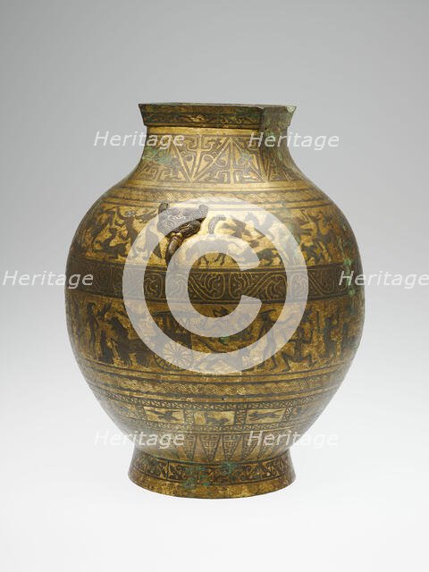 Jar (Hu), Jar: Han dynasty (206 BC-220 AD); decoration: 20th century. Creator: Unknown.