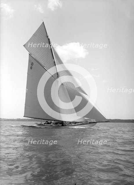 The 15 Metre cutter 'Sophie Elizabeth' sailing close-hauled, 1911.  Creator: Kirk & Sons of Cowes.