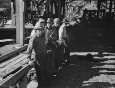 Possibly: Five Idaho farmers, members of Ola self-help sawmill co-op..., Gem County, Idaho, 1939. Creator: Dorothea Lange.