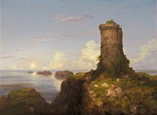 Italian Coast Scene with Ruined Tower, 1838. Creator: Thomas Cole.