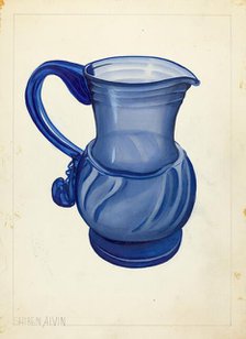 Blown Glass - Pitcher, 1935/1942. Creator: Alvin Shiren.