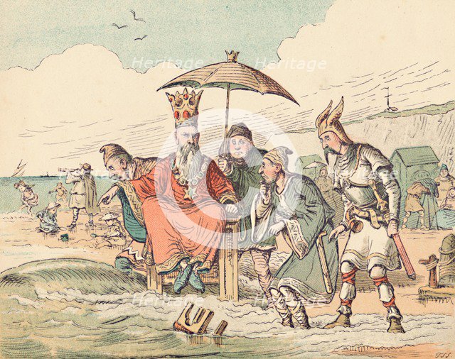 'Canute and his Courtiers', c1884. Artist: Thomas Strong Seccombe.
