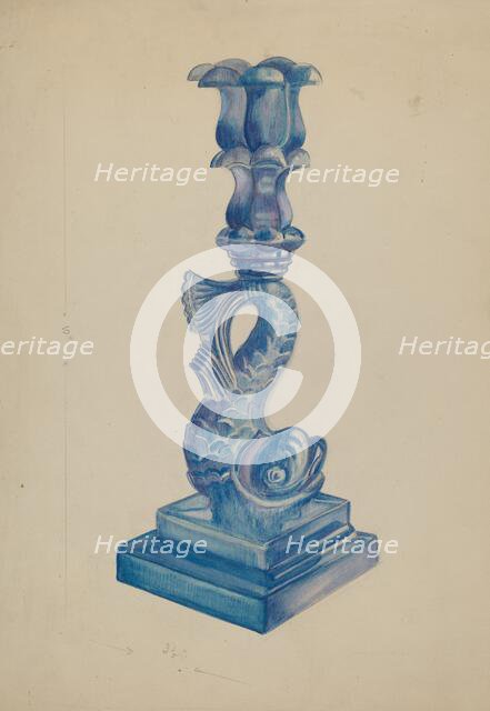 Dolphin Candlestick, c. 1936. Creator: Ella Josephine Sterling.
