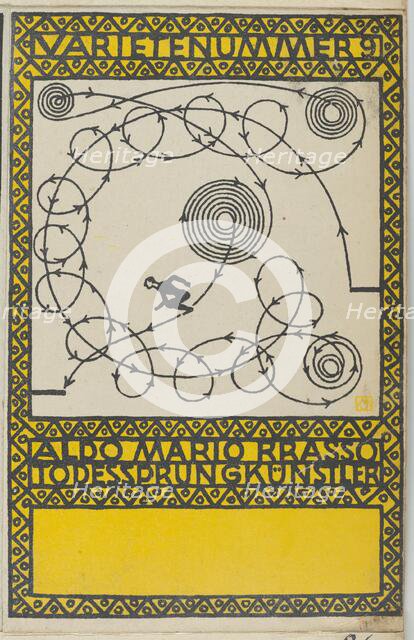 Variety Act 9: Aldo Mario Brasso, "Leap of Death" Artist (Varietenummer 9: Aldo Mario Bras..., 1907. Creator: Moritz Jung.