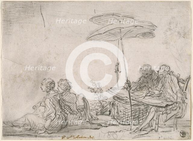 Draftsmen Outdoors, c. 1760. Creator: Gabriel de Saint-Aubin.