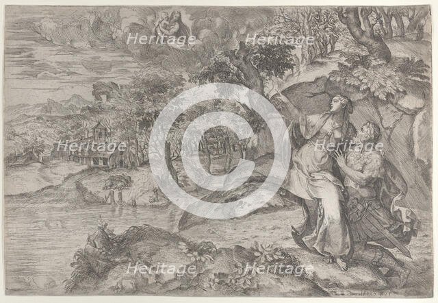 Augustus and the Tiburtine Sibyl, 1557-86. Creator: Marco Angolo del Moro.