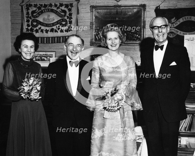 Margaret Thatcher (1925- ), Dennis Thatcher, Dr and Mrs Conway at ladies' night, 1975. Artist: Unknown