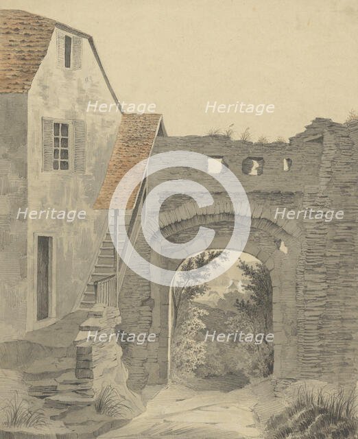 Entryway to Schloss Epstein, 1852. Creator: W. Becker.