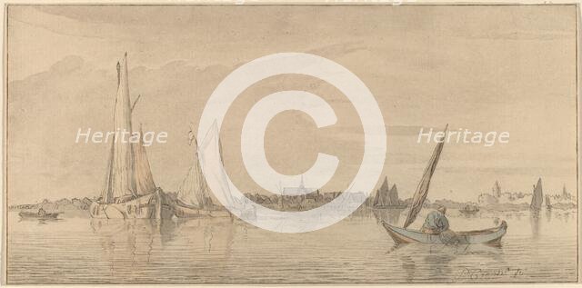 River with Town, 1775. Creator: Bernhard Schreuder.