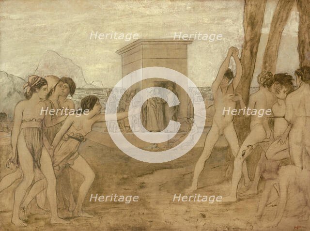 Young Spartan Girls Challenging Boys, c. 1860. Creator: Edgar Degas.