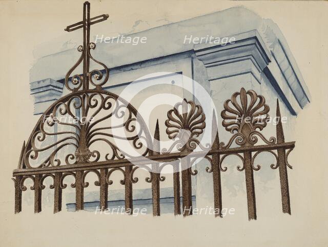Cast and Wrought Iron Ornament, c. 1936. Creator: Ray Price.